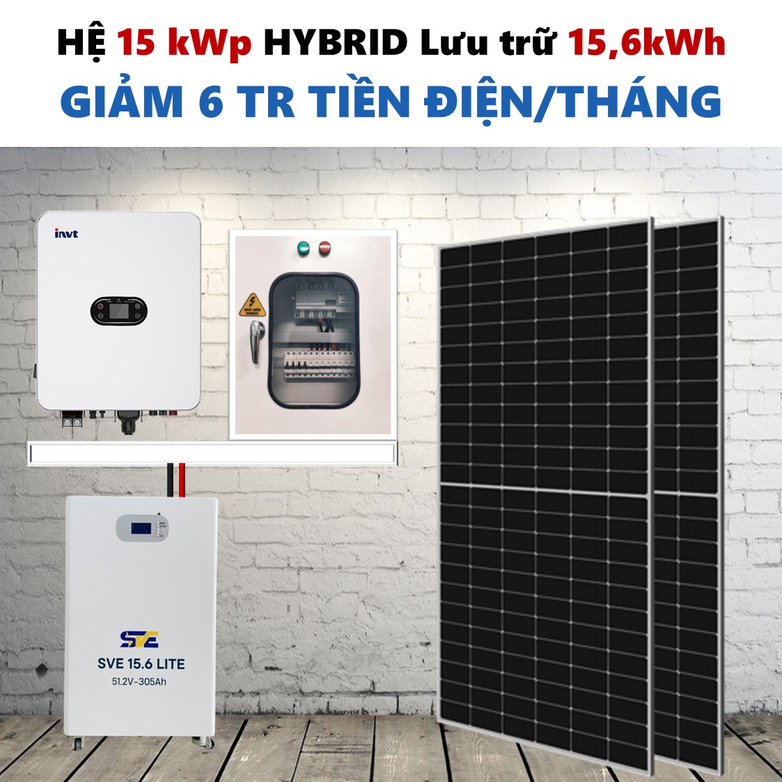 Combo tiết kiệm điện cho gia đình, hệ thống hybrid hãng INVT, dành cho nhà 7 đến 8 triệu tiền điện.