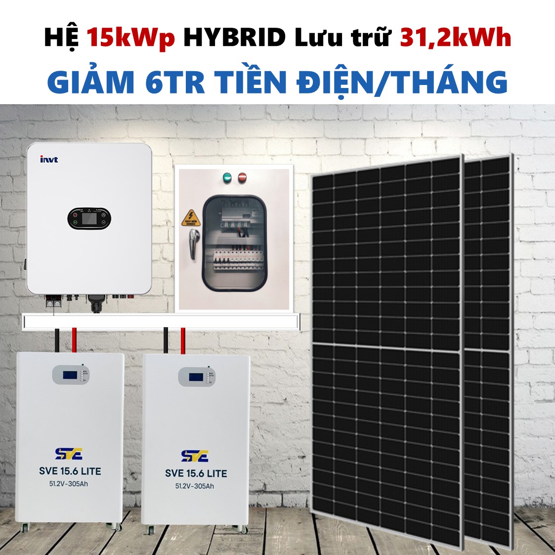 Combo tiết kiệm điện cho gia đình, hệ thống hybrid hãng INVT, dành cho nhà 7 đến 8 triệu tiền điện.